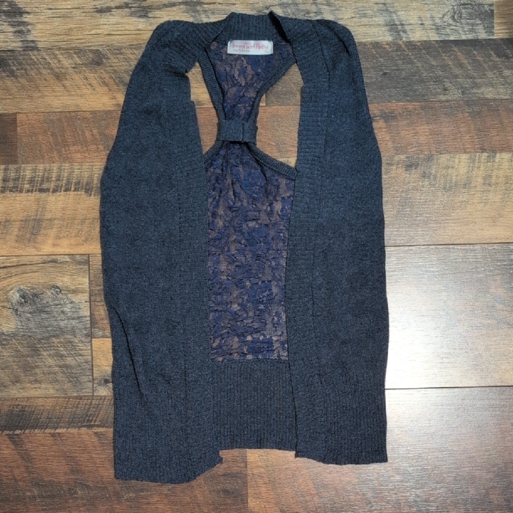 Elegant Navy Lace Women's Overlayer Vest